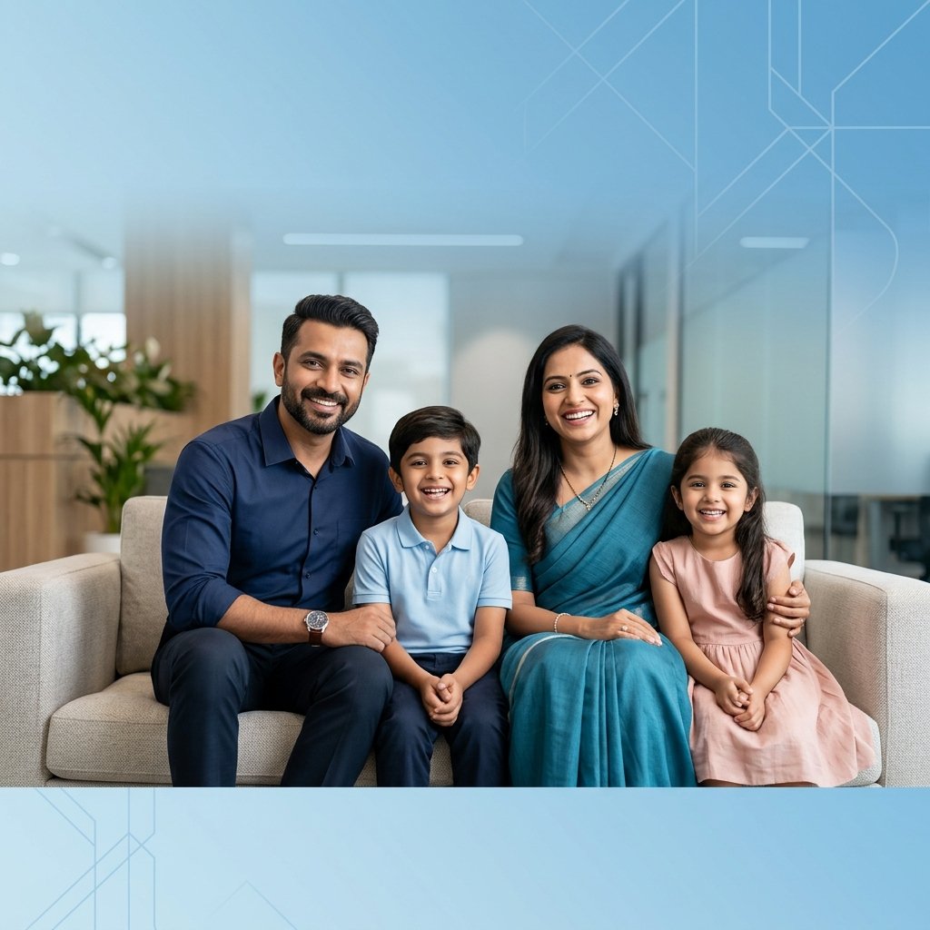 Happy Indian family protected by Sparkon Financial Advisory